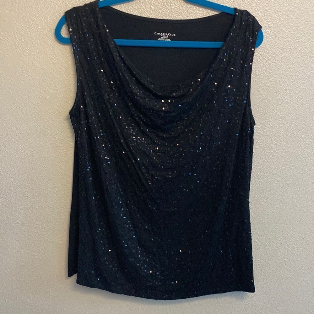 Charter Club- black sparkle blouse -size 1X